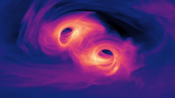 Simulating the merger of supermassive black holes.  Credit: NASA Goddard Space Flight Center/Scott Noble